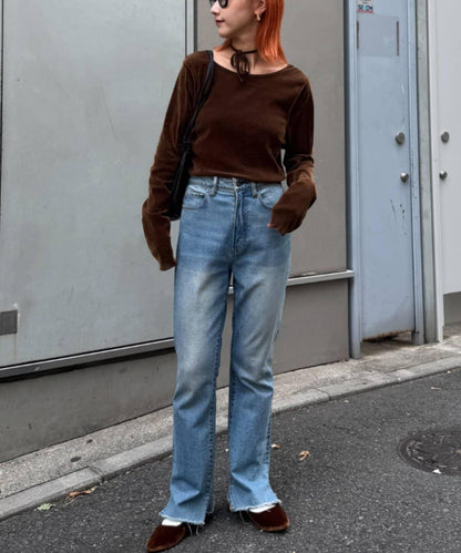 透視植絨復古工藝後系蝴蝶結上衣