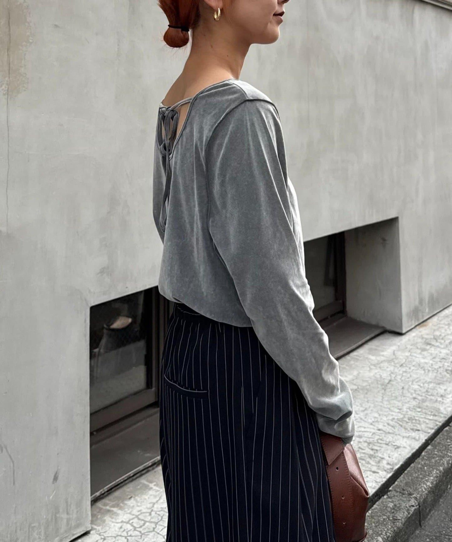 透視植絨復古工藝後系蝴蝶結上衣