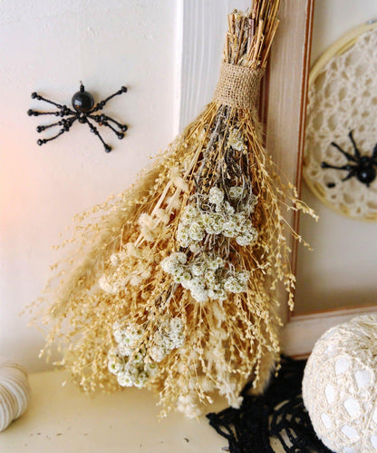 ほうきのドライフラワーブーケ/Crochet Halloween