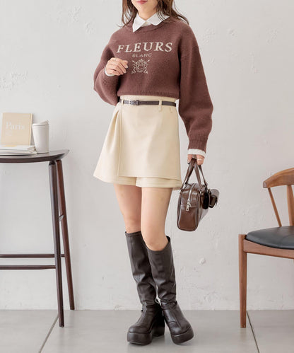 【Chico】附腰帶麂皮褶皺短褲