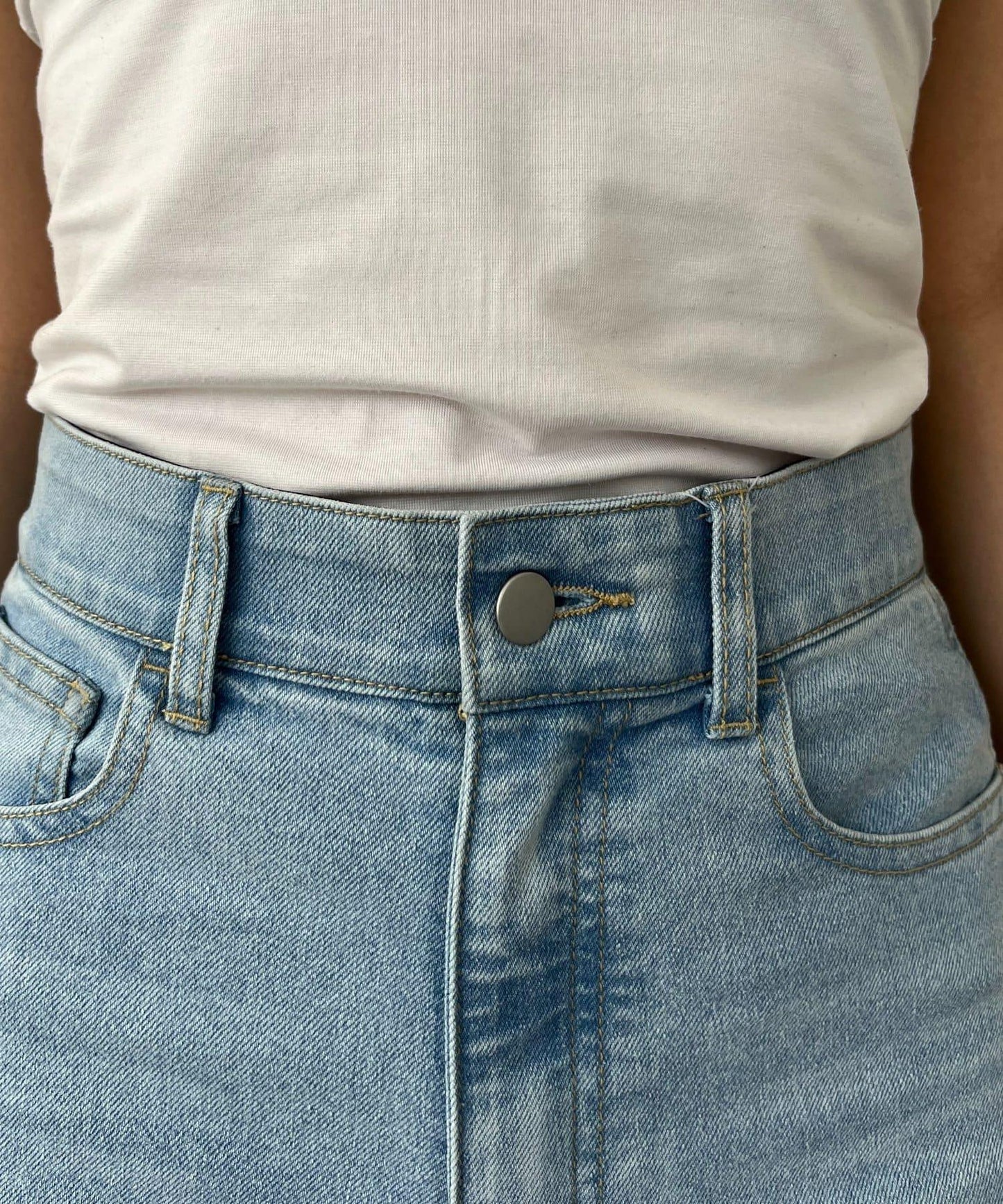 高腰鬆緊帶彈力微喇牛仔褲