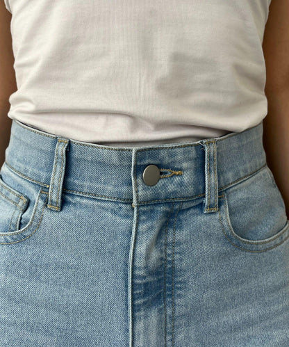 高腰鬆緊帶彈力微喇牛仔褲