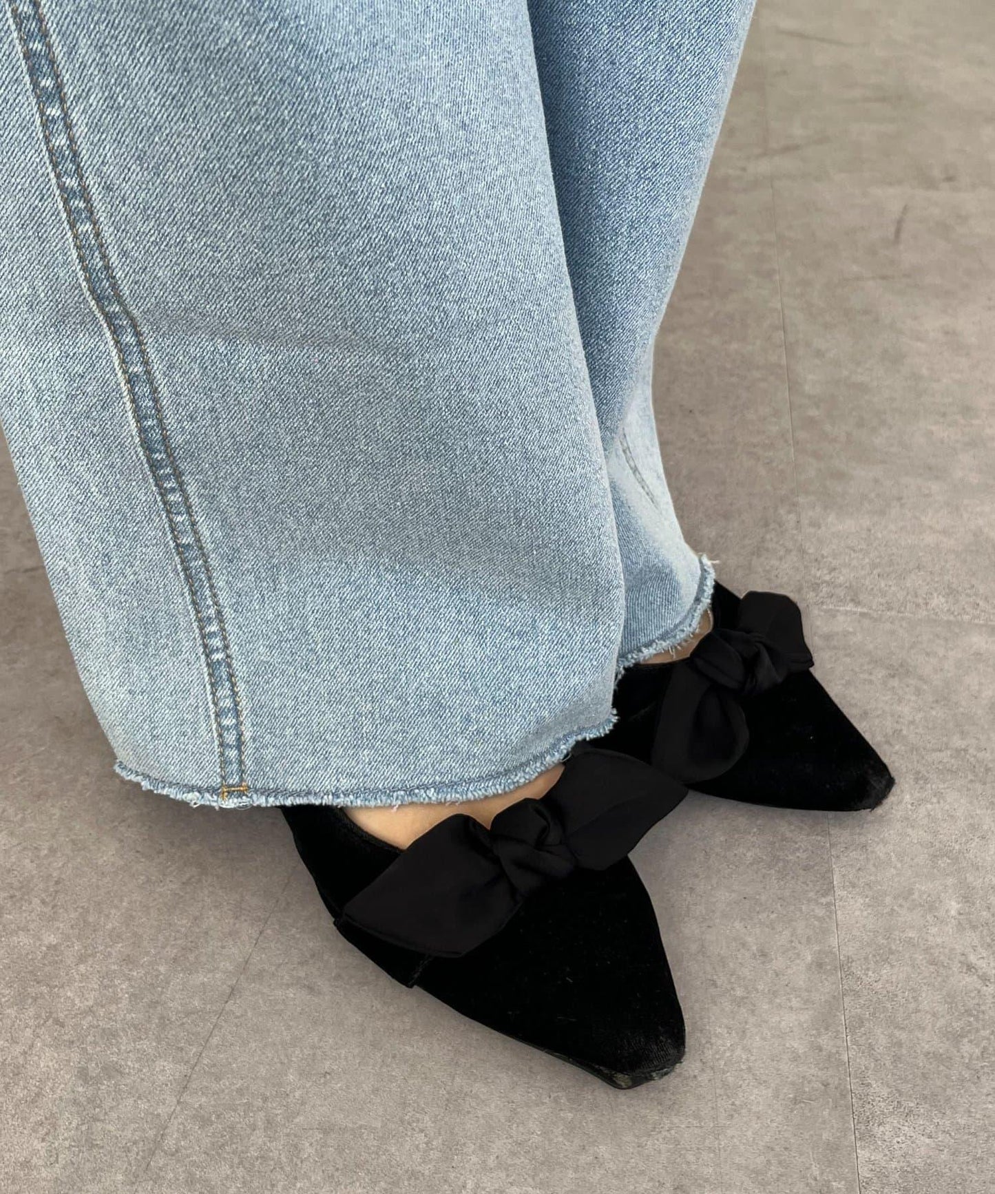 高腰鬆緊帶彈力微喇牛仔褲