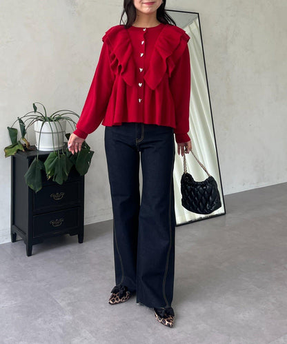 高腰鬆緊帶彈力微喇牛仔褲