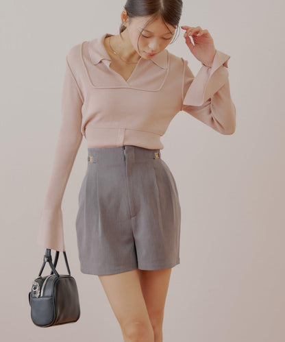 【Chico】帶吊飾褶皺短褲