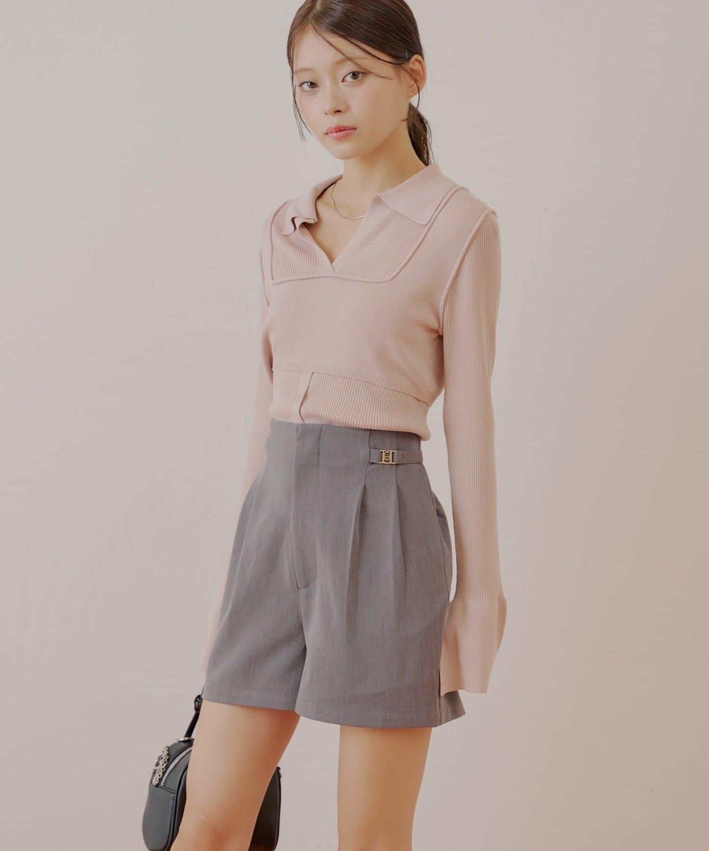 【Chico】帶吊飾褶皺短褲