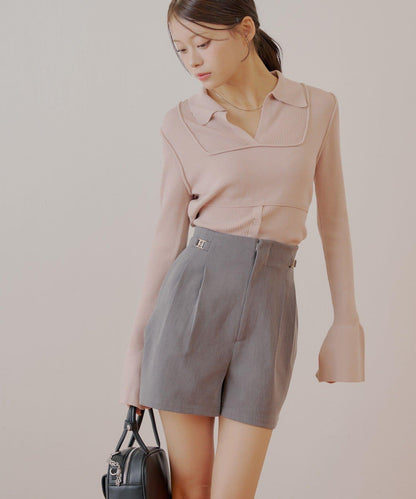 【Chico】帶吊飾褶皺短褲