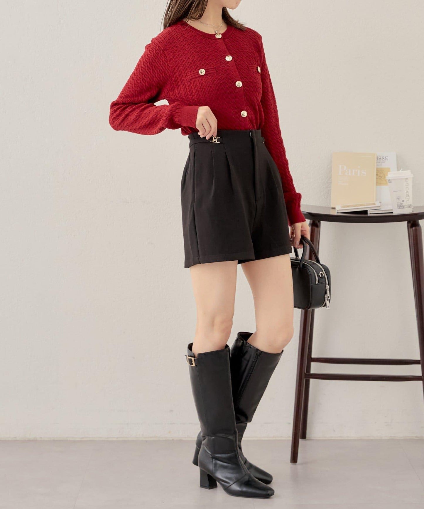 【Chico】帶吊飾褶皺短褲