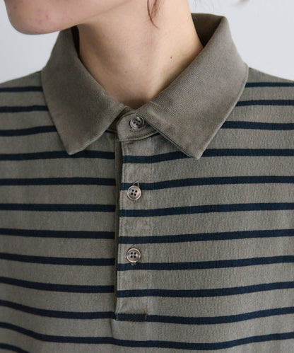 顏料條紋翻領連衣裙