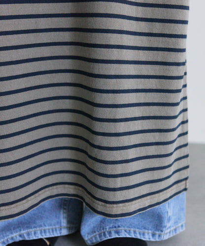 顏料條紋翻領連衣裙