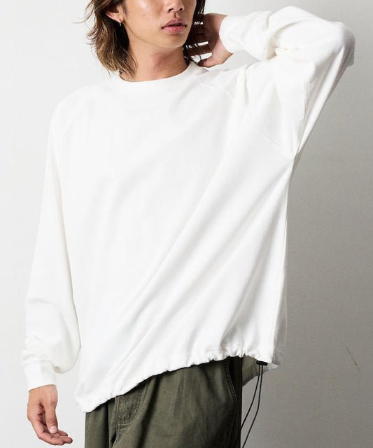 寬鬆版型 美國棉 拼接袖 抽繩 T恤