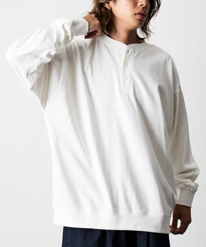 寬鬆版型 USA棉亨利領長袖T恤