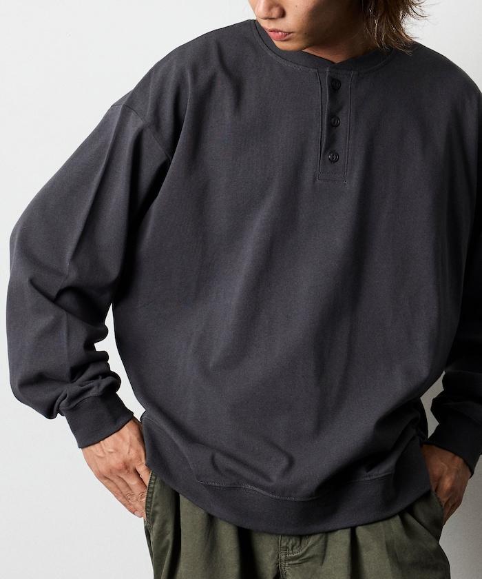 寬鬆版型 USA棉亨利領長袖T恤