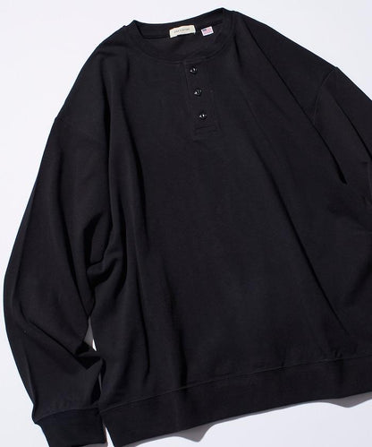 寬鬆版型 USA棉亨利領長袖T恤