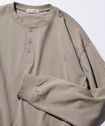 寬鬆版型 USA棉亨利領長袖T恤