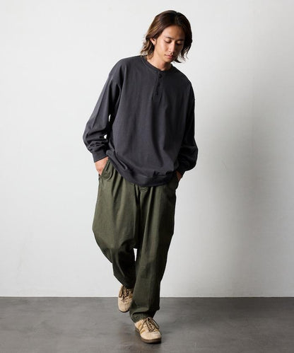 寬鬆版型 USA棉亨利領長袖T恤