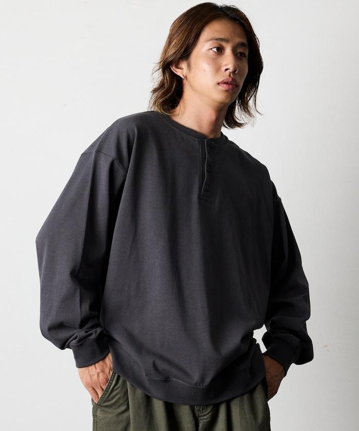 寬鬆版型 USA棉亨利領長袖T恤