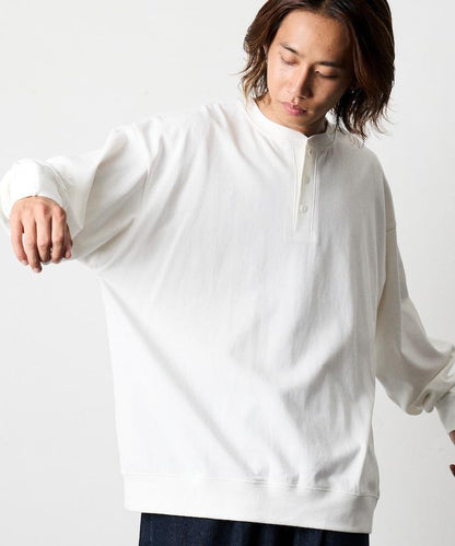 寬鬆版型 USA棉亨利領長袖T恤