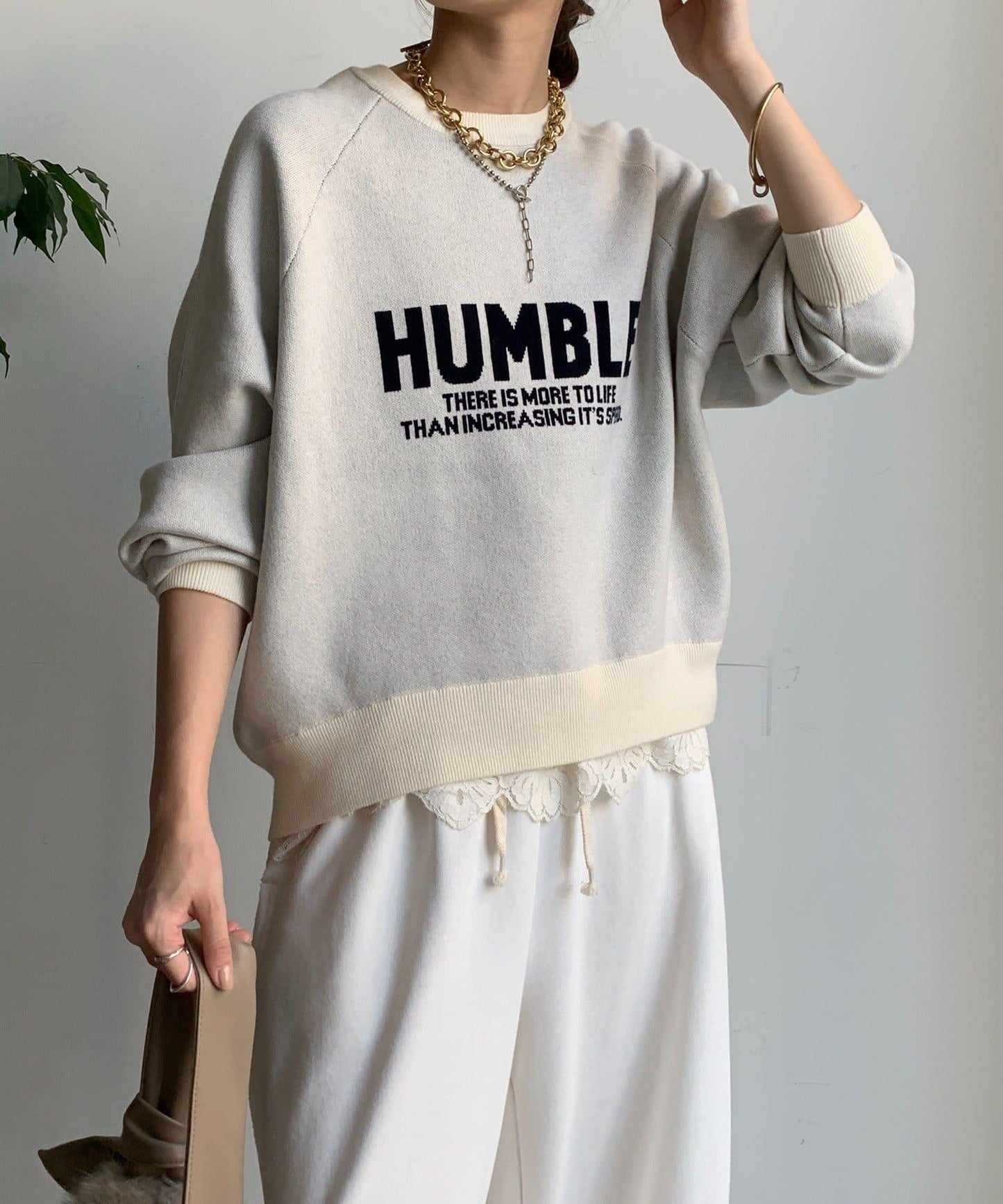 提花標語針織衫