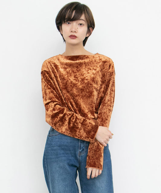 壓褶天鵝絨套頭衫