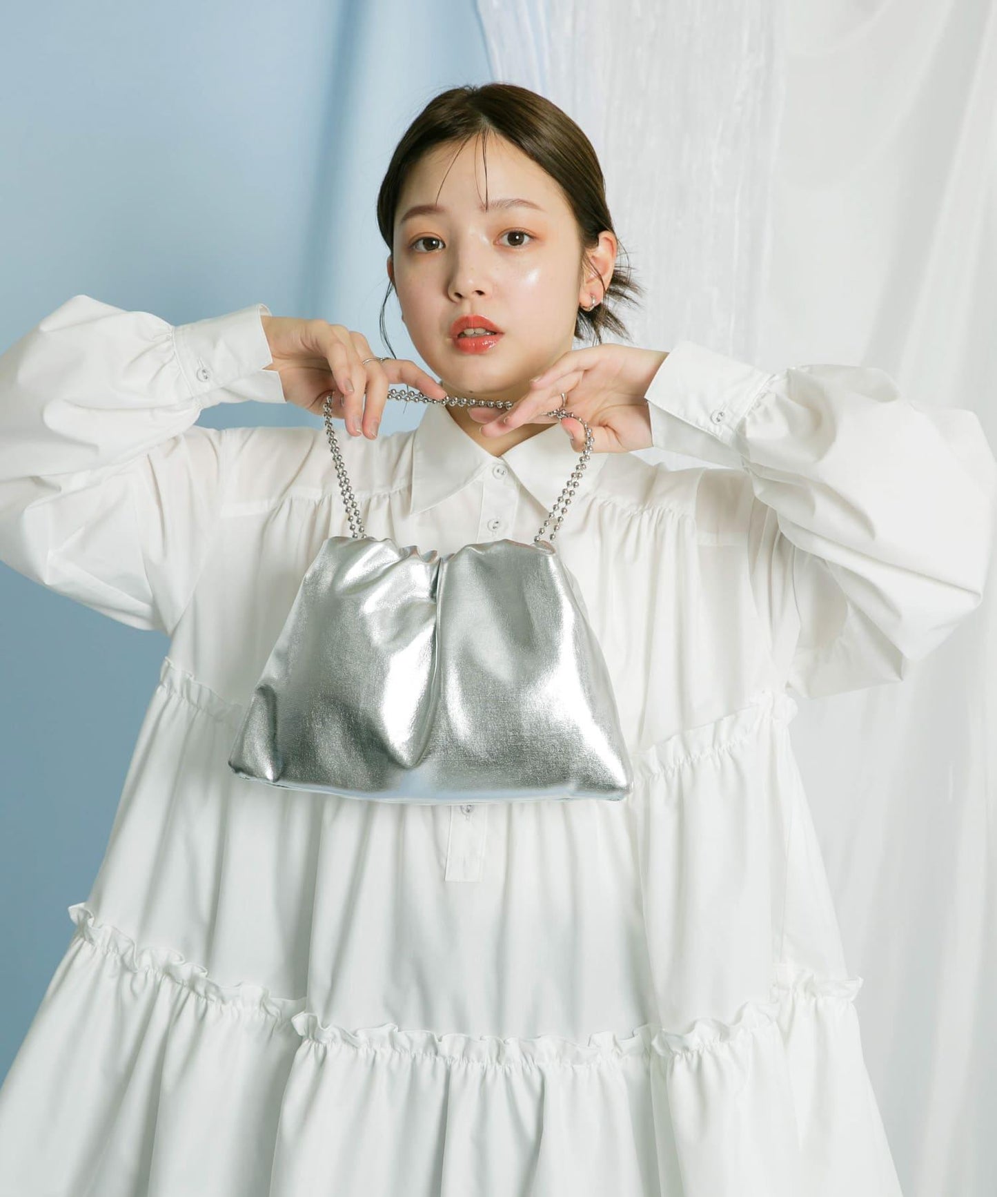 球形鏈條褶皺手提包