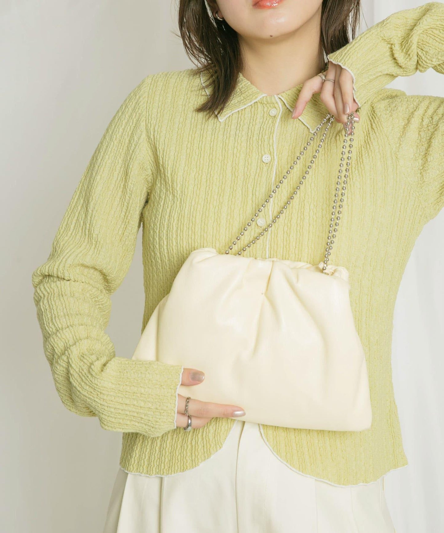 球形鏈條褶皺手提包