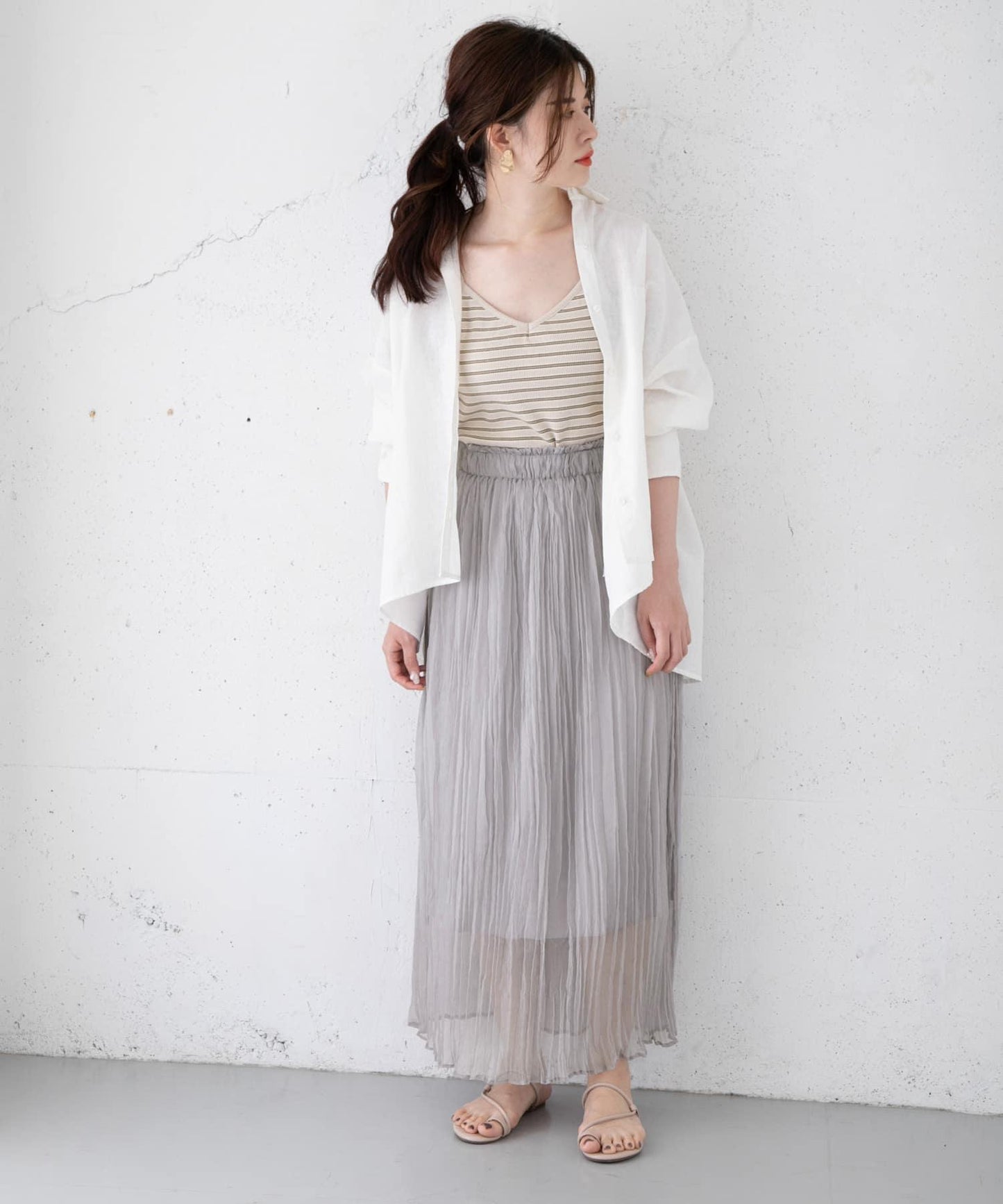 褶皺透視長裙∴