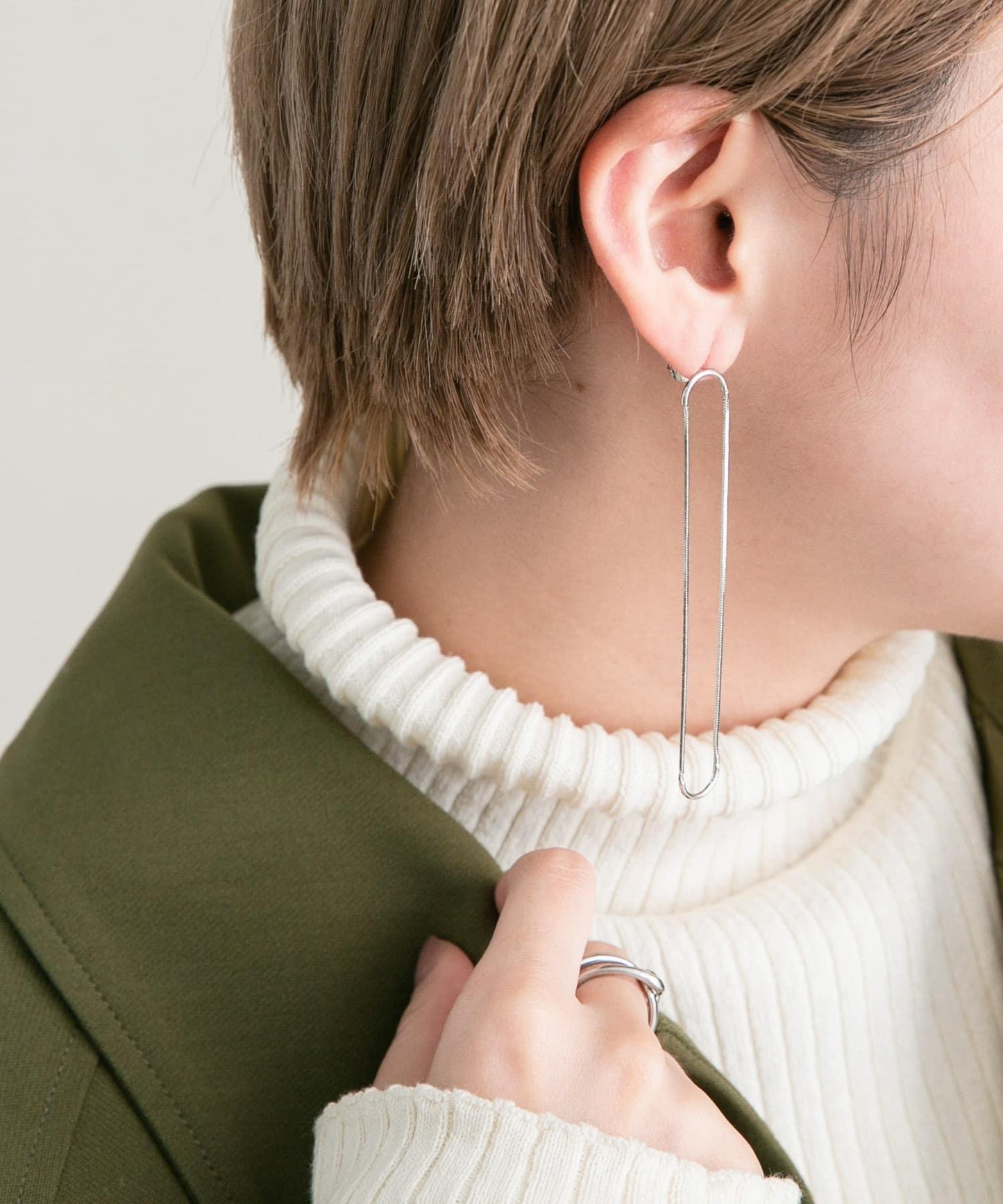 長橢圓鏈條耳環