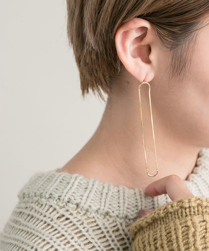 長橢圓鏈條耳環