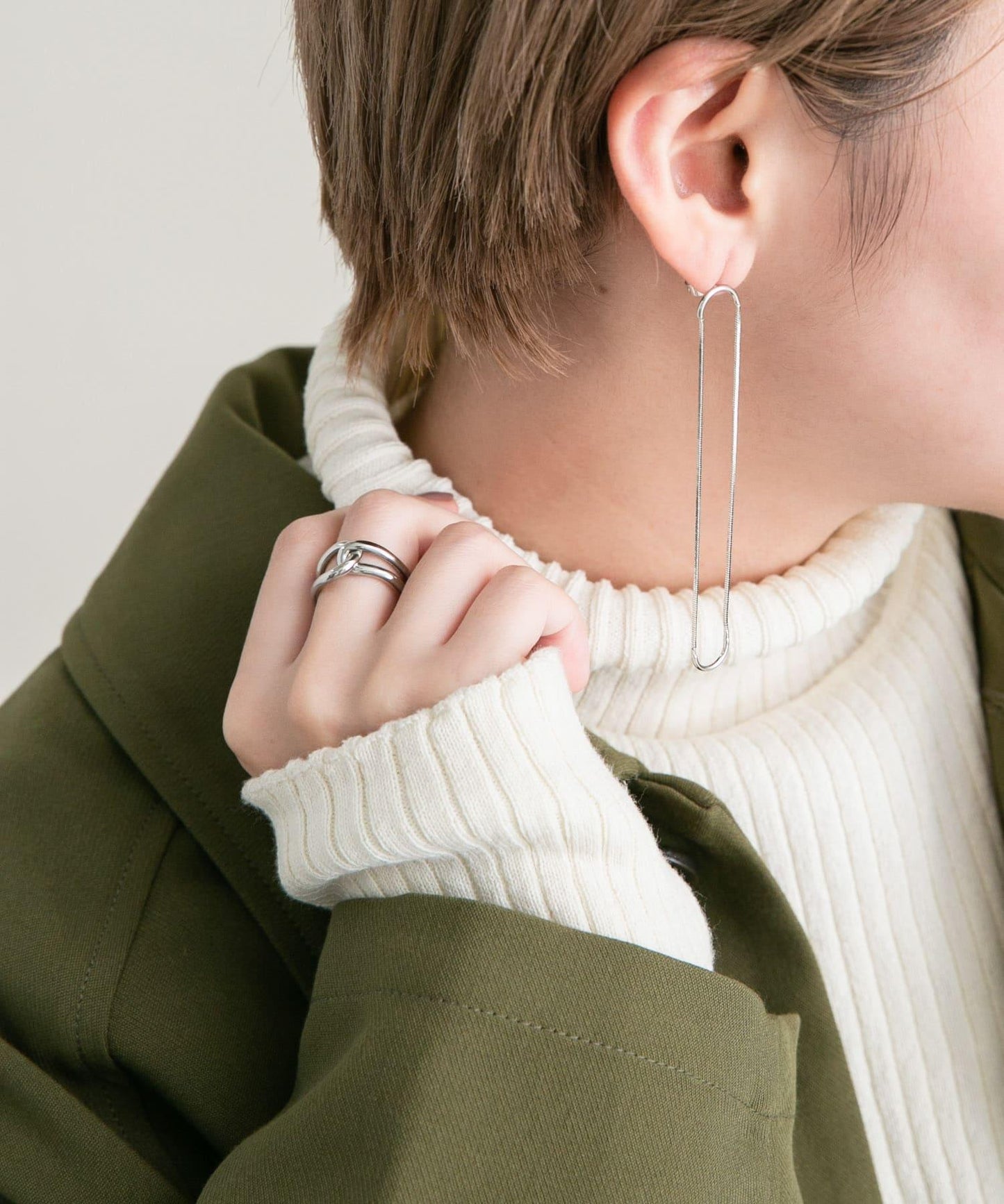 長橢圓鏈條耳環