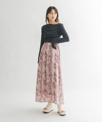 微妙印花長款半身裙