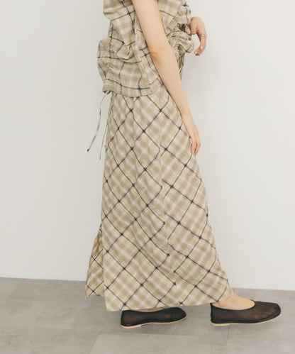 透視格紋I型裙