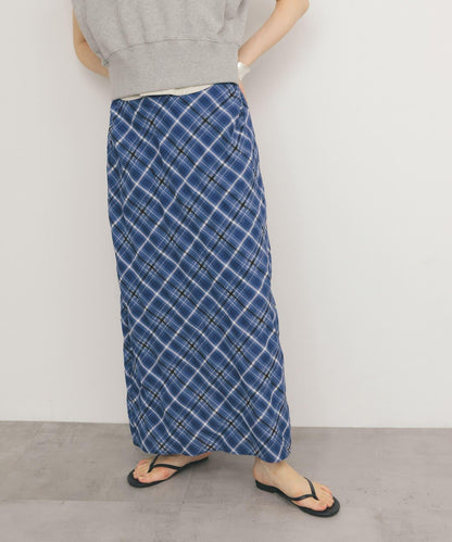 透視格紋I型裙