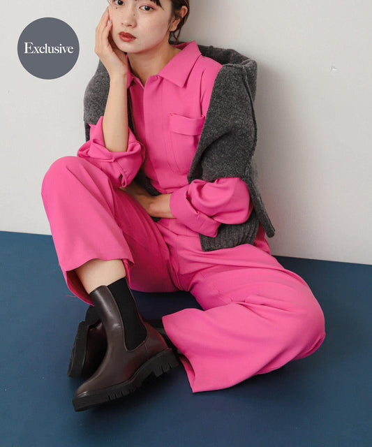 【特別】さらさ×SENSE OF PLACE 柔軟斜紋連體褲