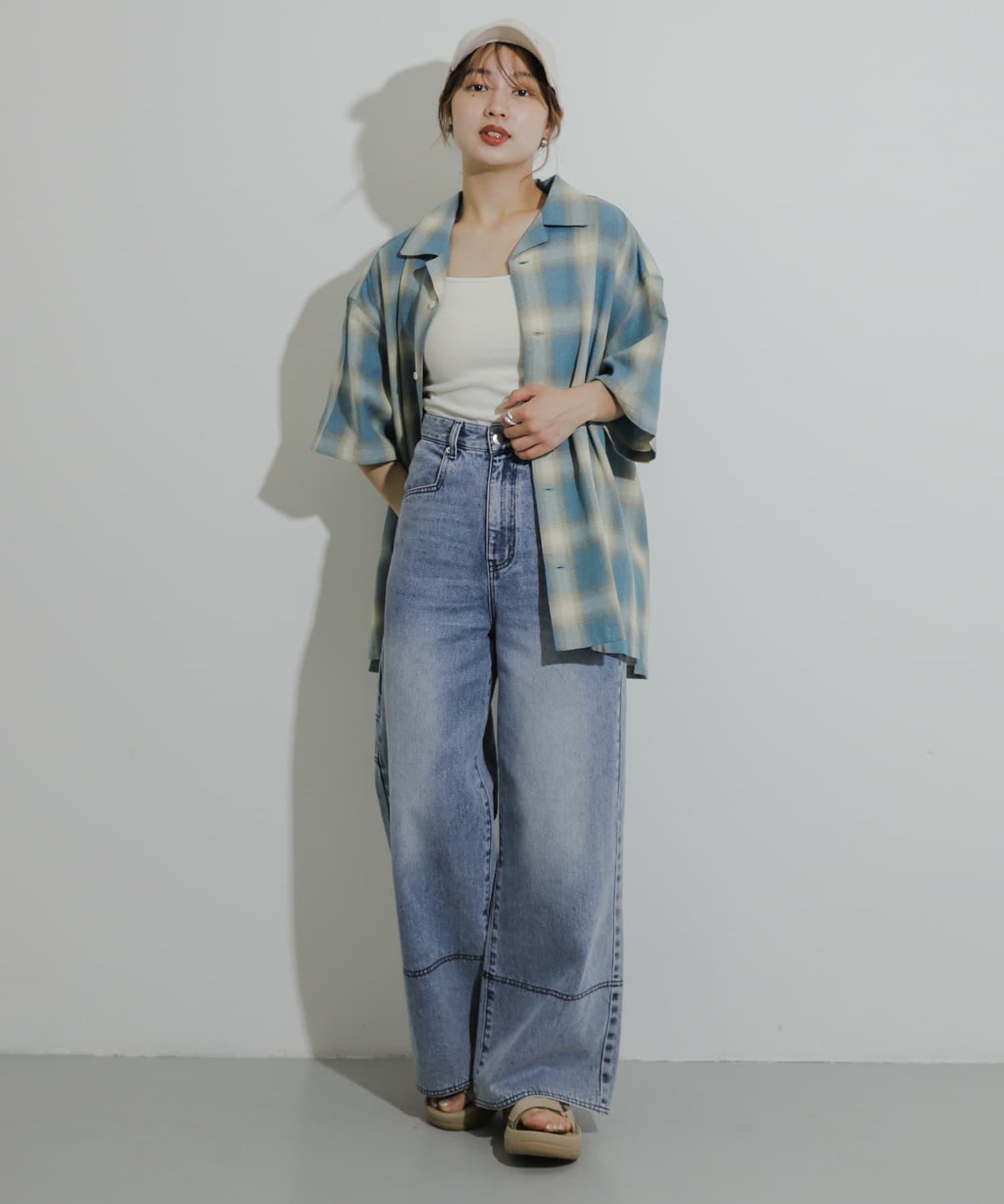 有S碼 男女同款漸變格紋開領襯衫