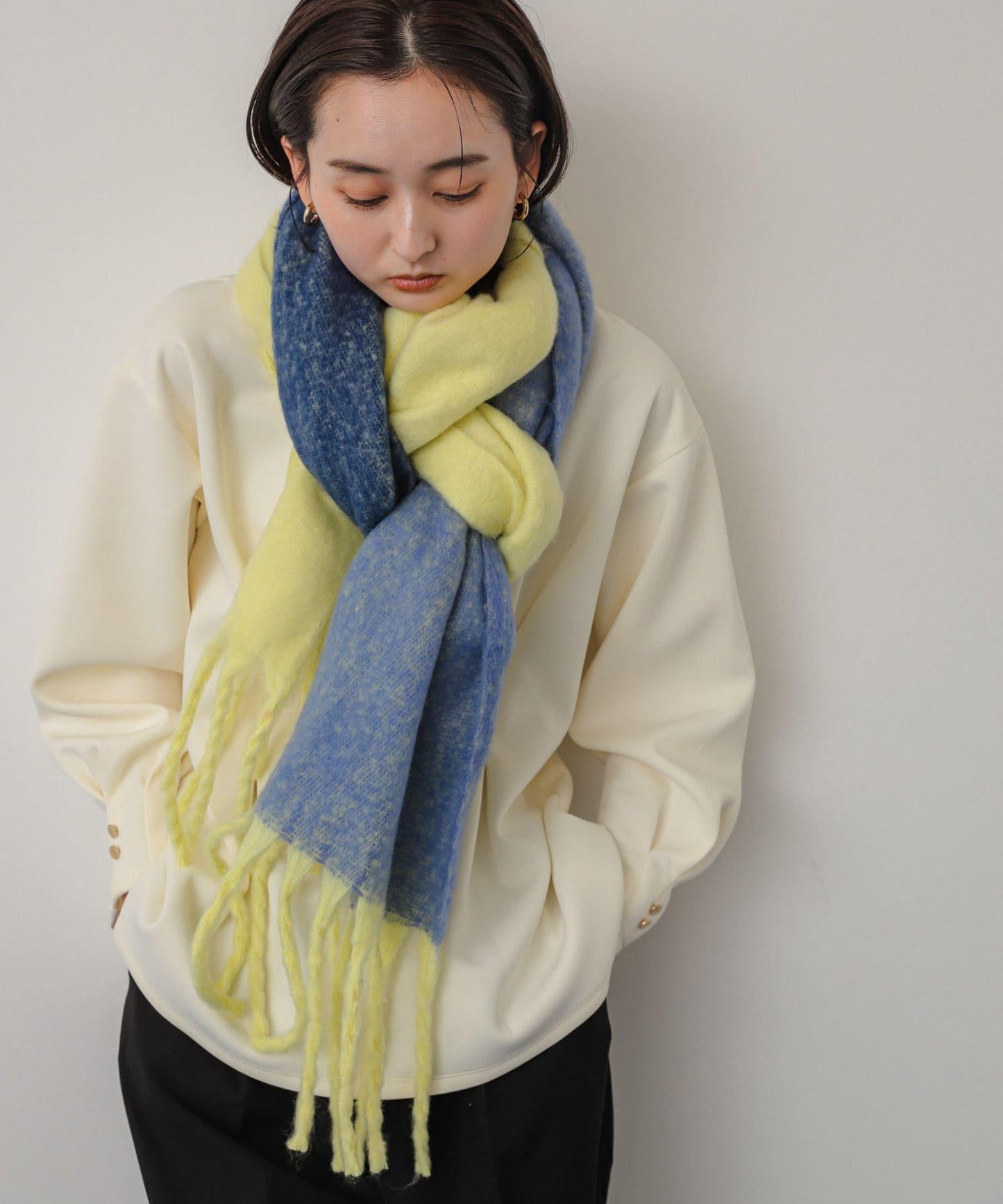 一部分色拼接條紋圍巾