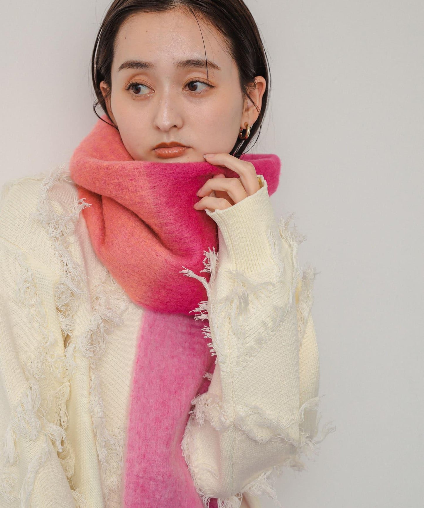 一部分色拼接條紋圍巾