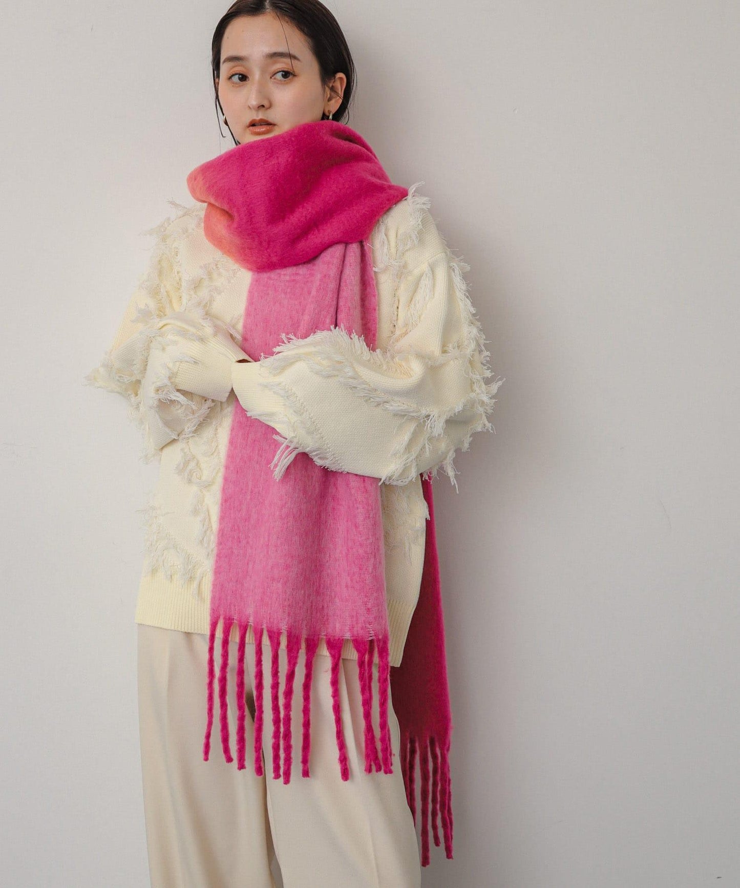 一部分色拼接條紋圍巾