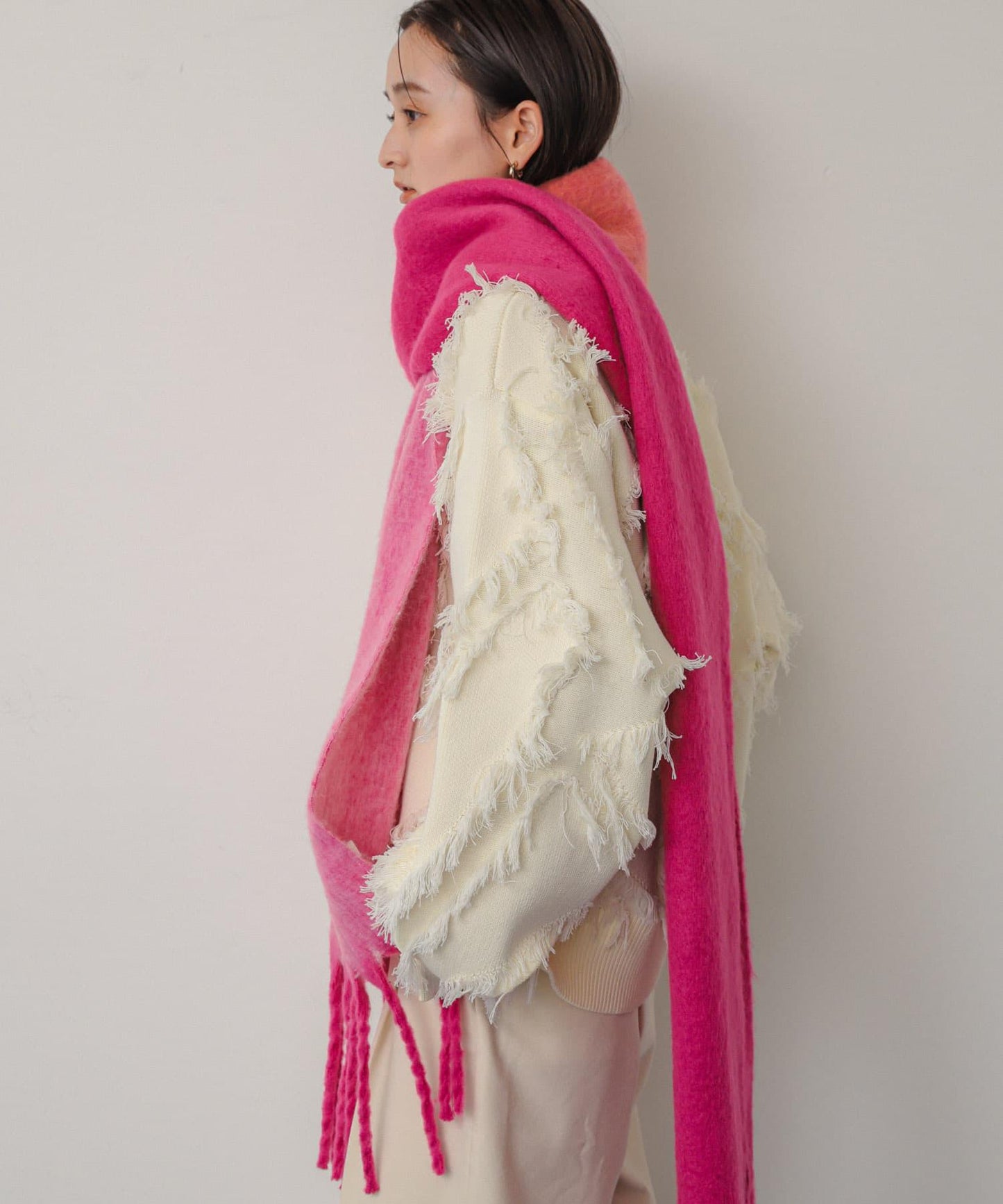 一部分色拼接條紋圍巾