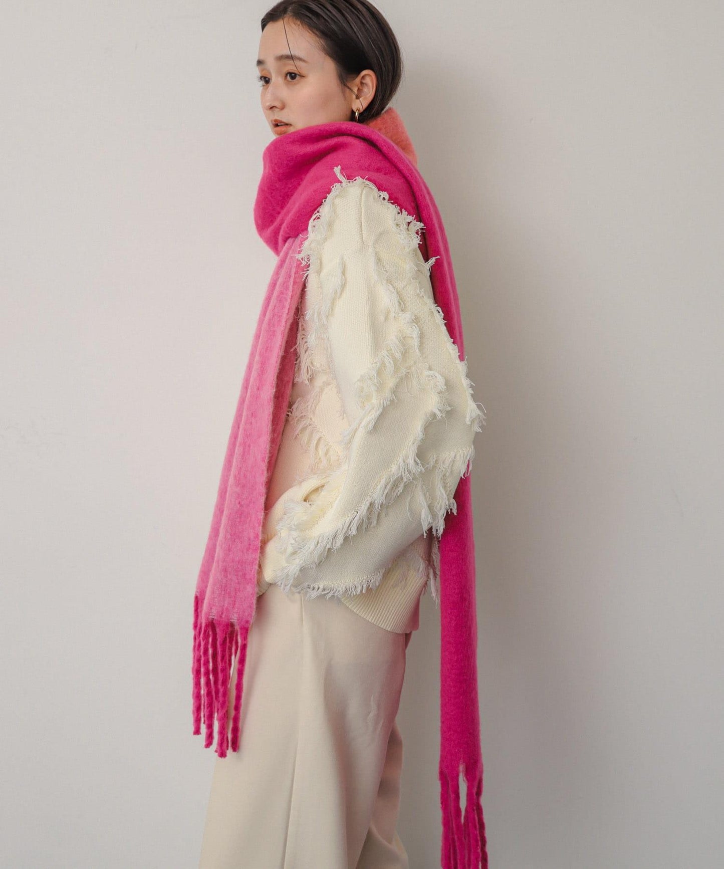 一部分色拼接條紋圍巾