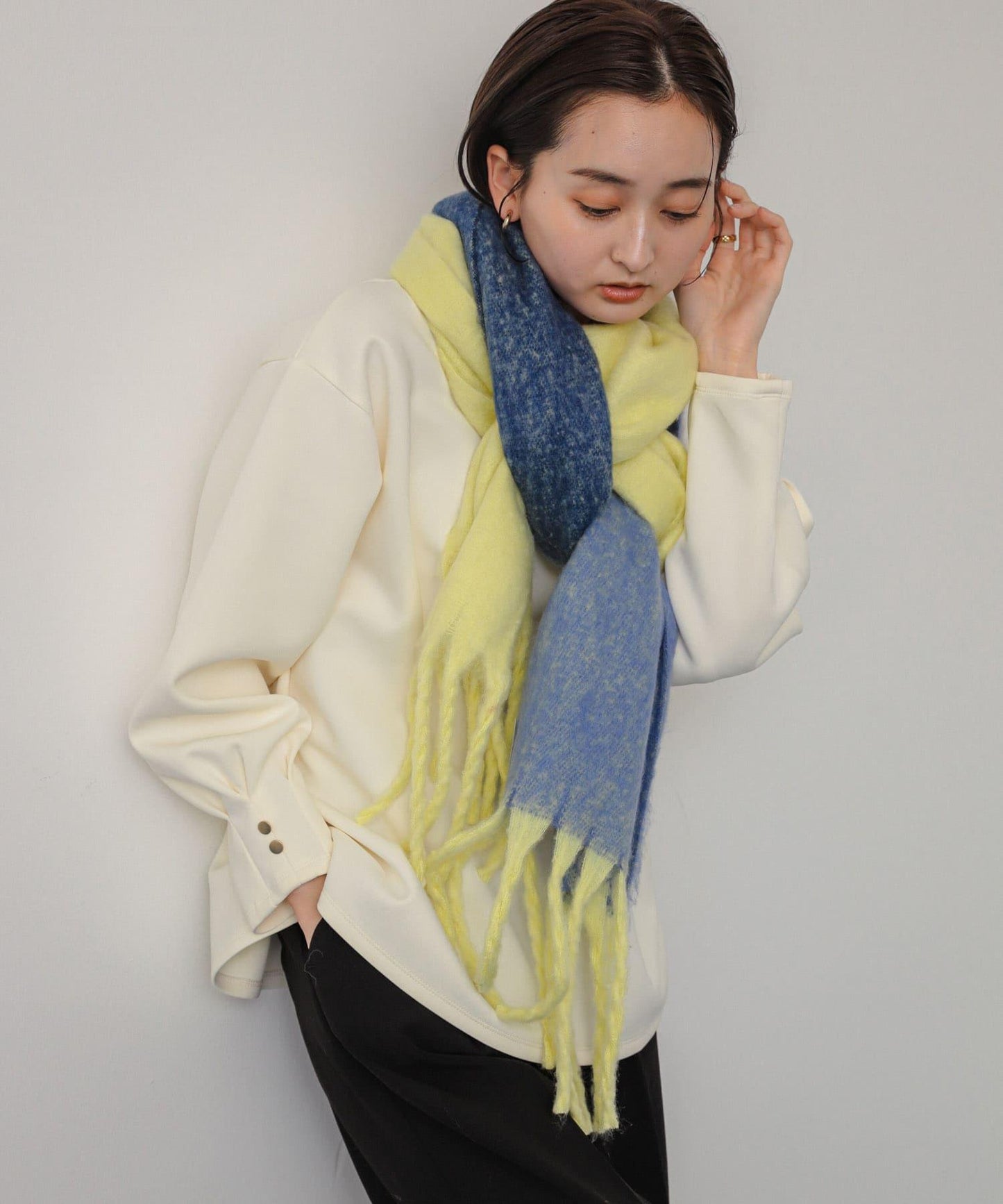 一部分色拼接條紋圍巾