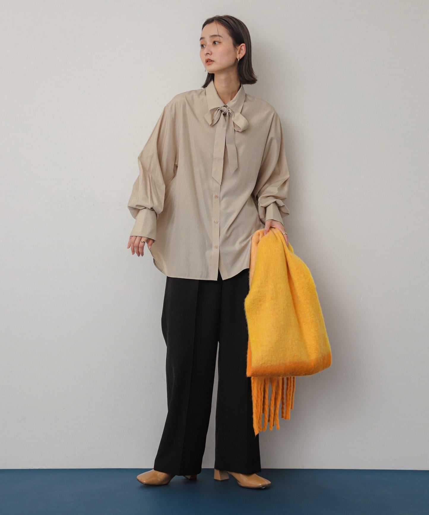 一部分色拼接條紋圍巾