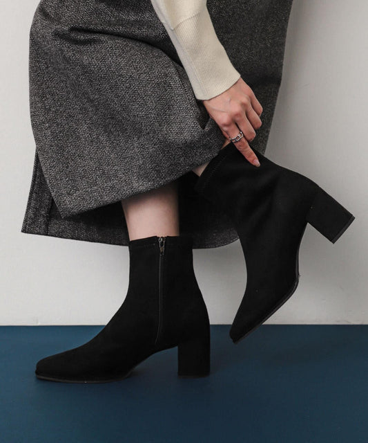 「除臭」方頭中縫彈力靴