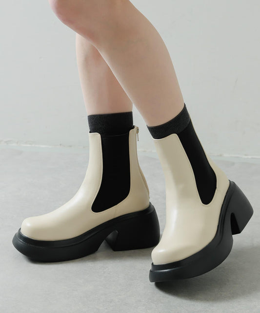 「除臭」側邊彈力厚底靴