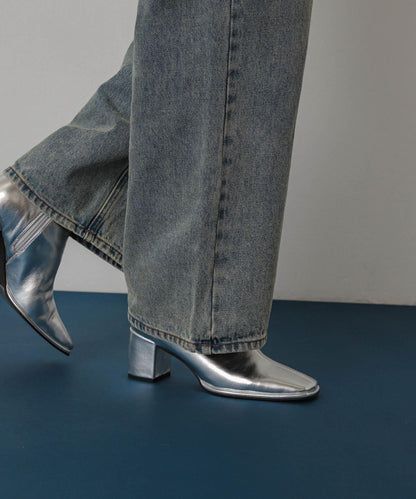 「除臭」方頭中縫彈力靴