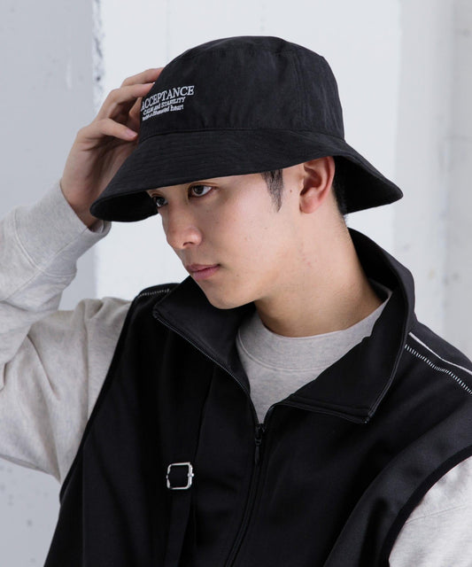 桃色絨毛標誌刺繡漁夫帽