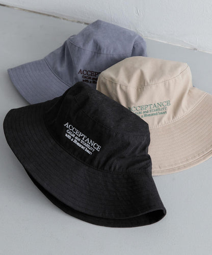 桃色絨毛標誌刺繡漁夫帽