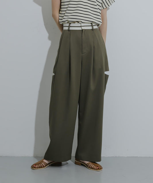 大理石紋開叉長褲