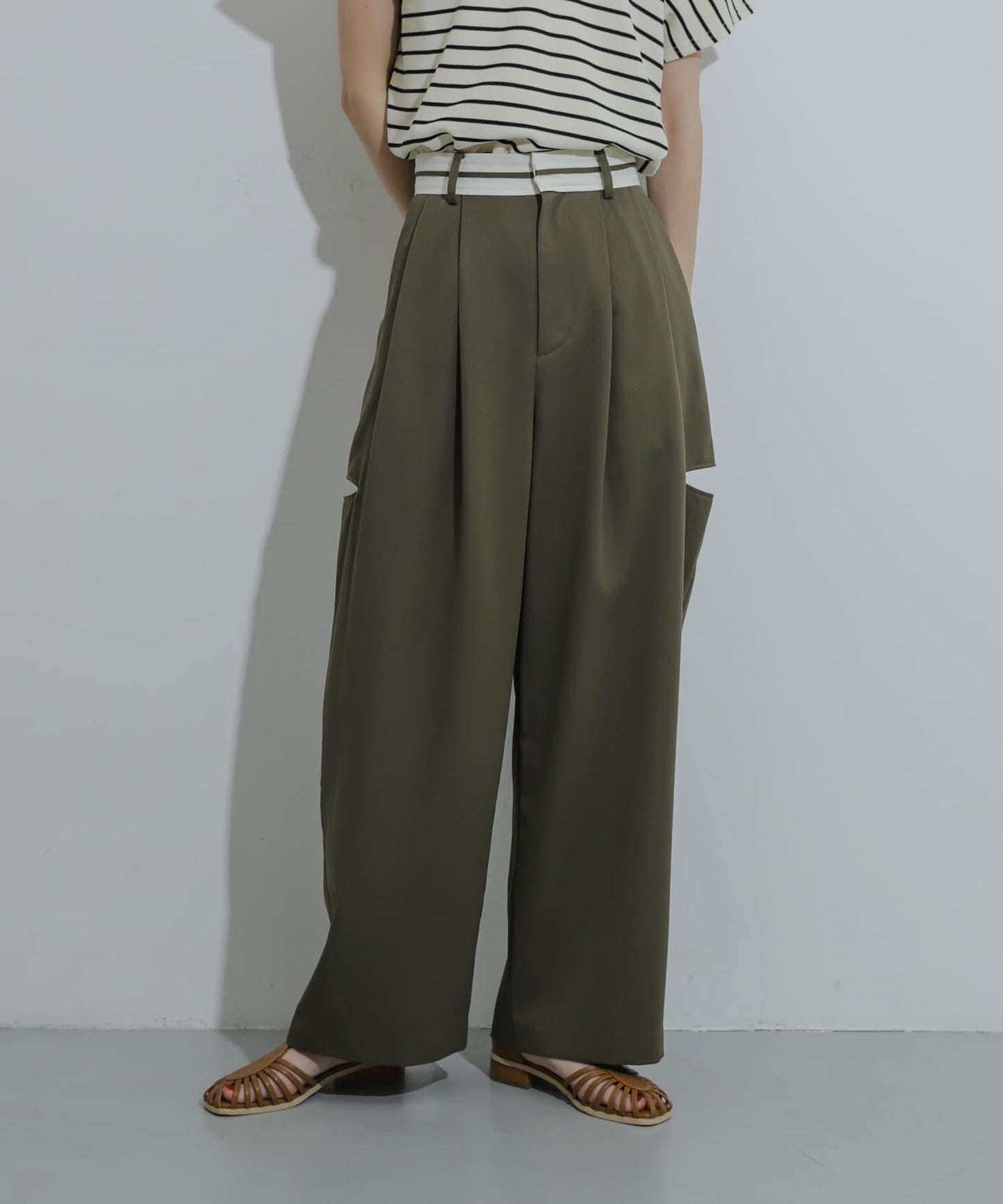 大理石紋開叉長褲