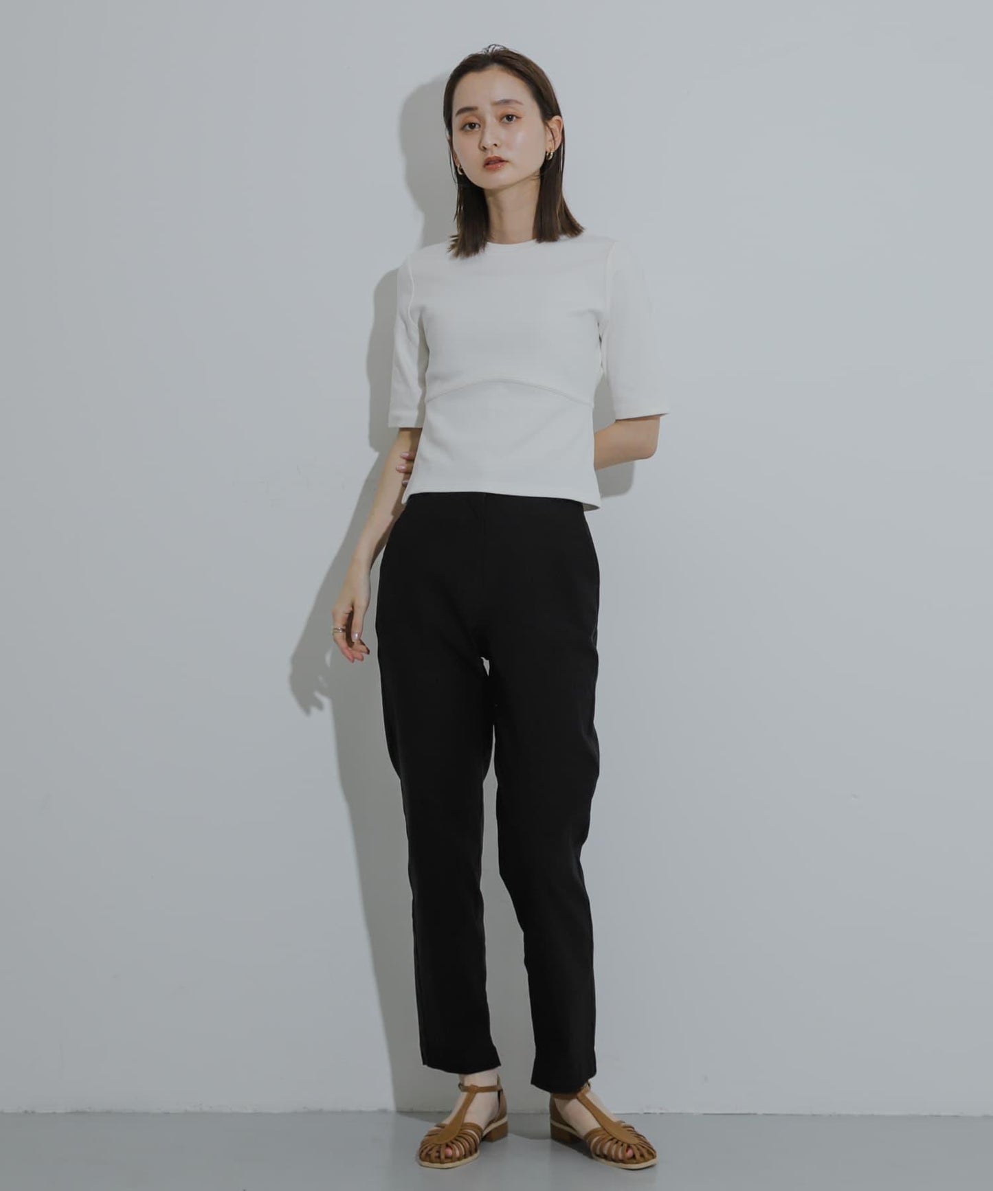 高腰羅紋修身上衣